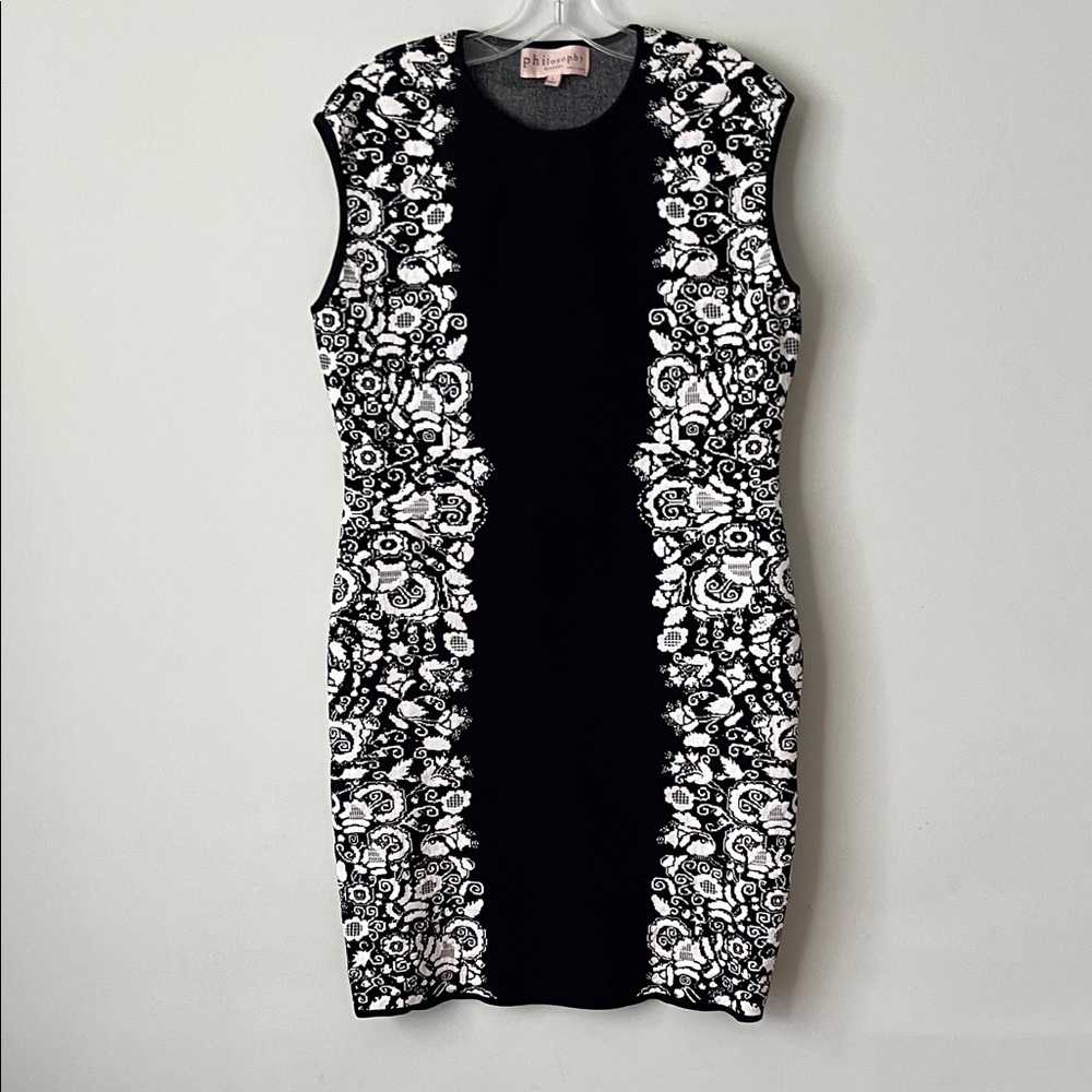 Philosophy Black and White Floral Midi Dress